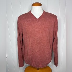 J. Peterman Heather Orange V Neck Sweater Pullover